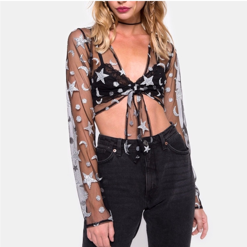 Motel Rocks Sheer Festival Crop Top